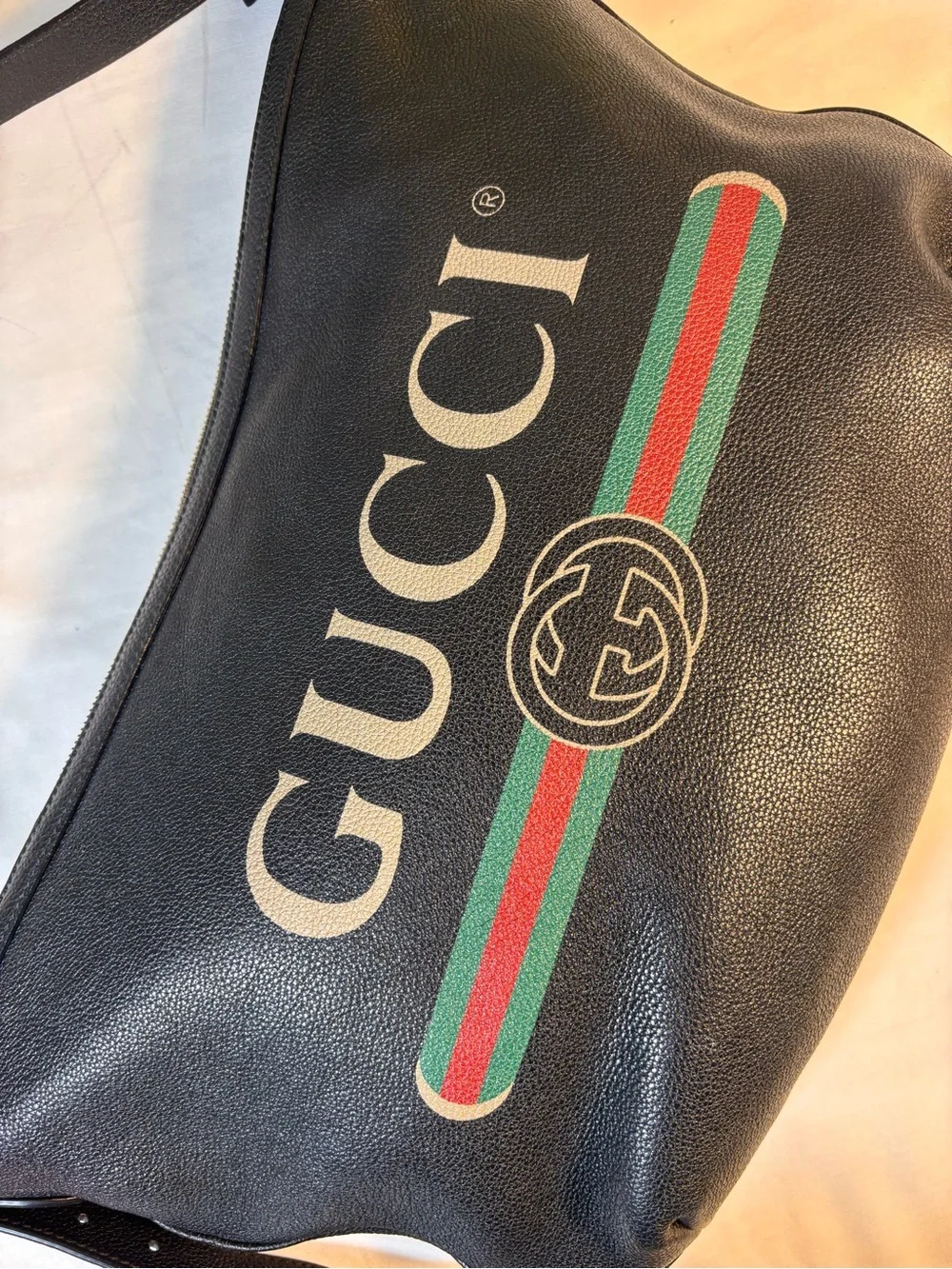 Gucci Black Leather Half Moon Bag